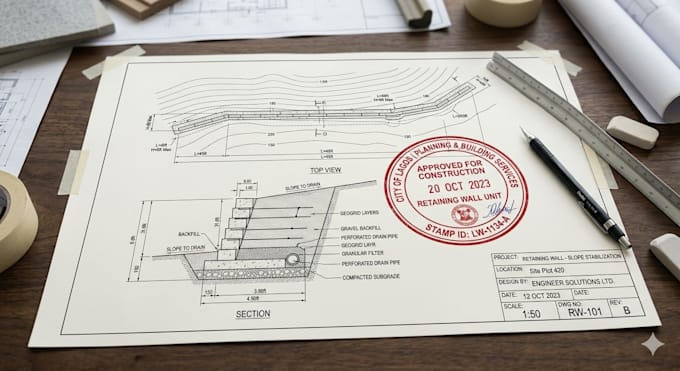 design professional retaining wall plans and drainage systems