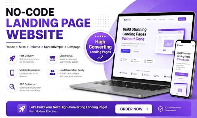 develop landing page website ycode mixo relume spreadsimple daftpage