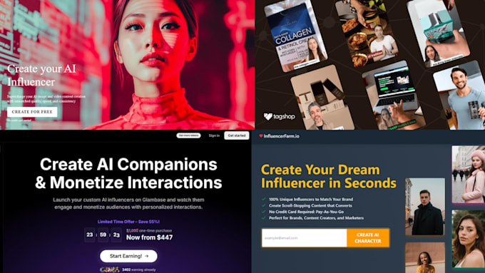 develop realistic ai influencers generator website, ai influencer model website