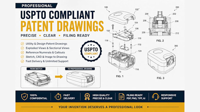 create professional uspto compliant patent drawings