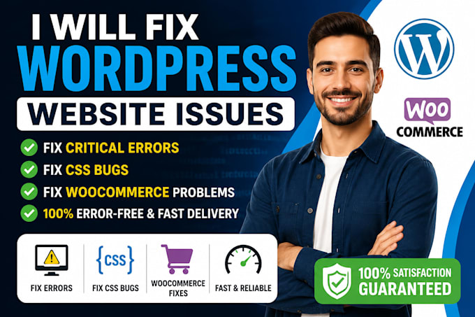 fix wordpress website issues critical errors CSS bugs and woocommerce problems