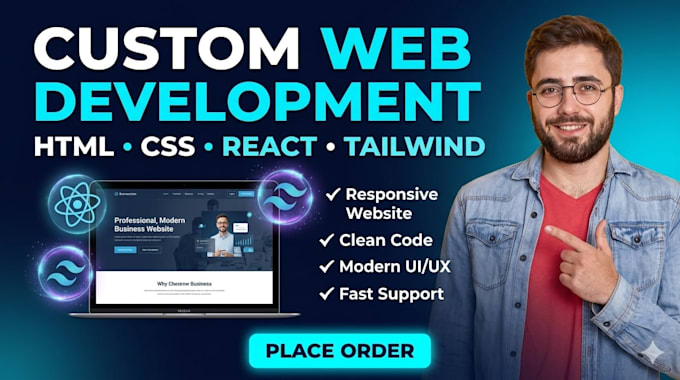 do frontend web development in react tailwind CSS javascript