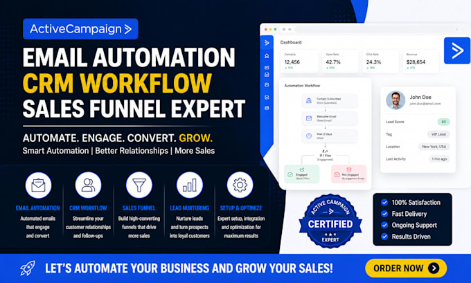 activecampaign email automation CRM workflow sales funnel expert
