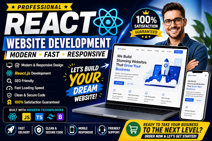 build a modern responsive react js website