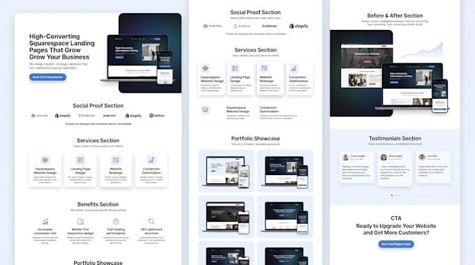 design a professional squarespace landing page