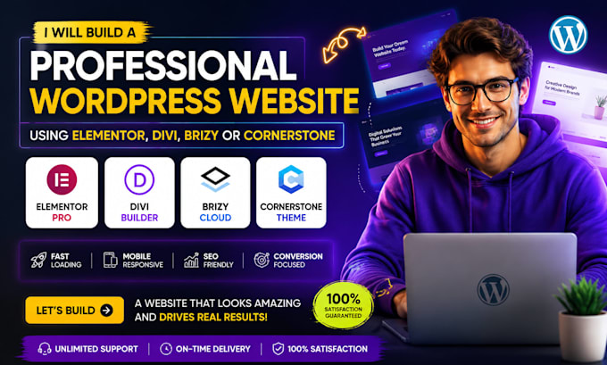 professional wordpress website using elementor, divi, brizy, or cornerstone