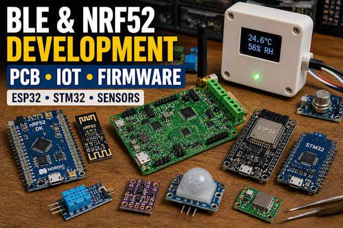 do ble pcb design, nrf52 firmware development, iot and arduino programming