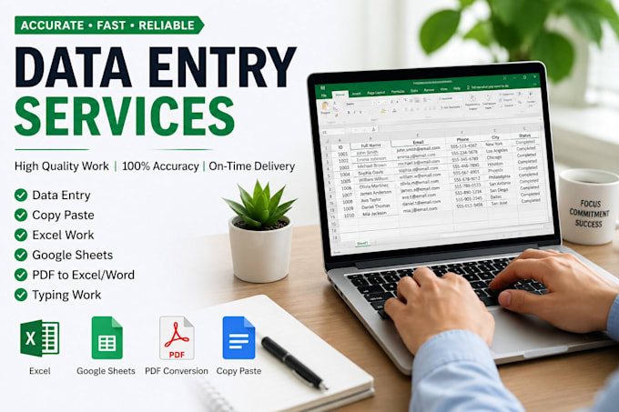 do data entry work, copy paste,  and excel work
