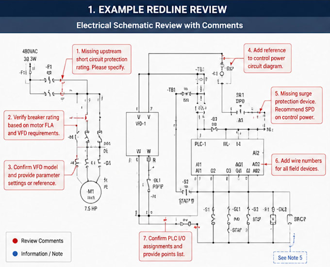 review industrial electrical and plc schematics