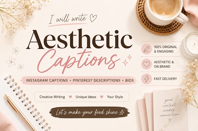 write aesthetic instagram captions, bios and pinterest descriptions