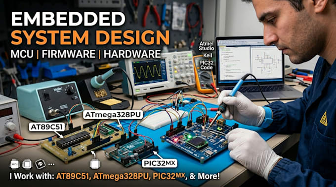 design embedded system using mcu at89c51,atmega328pu,pic32mx etc