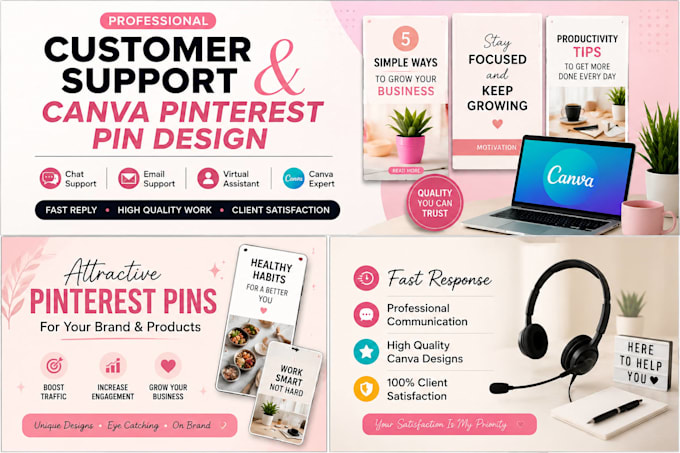 do customer service and canva pin design