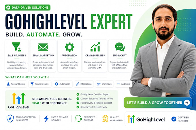 build gohighlevel CRM automation, funnels and workflows