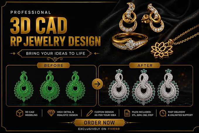 create 3d cad earings design and rp model for printing