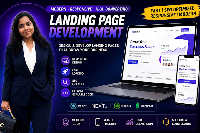 design and develop a modern responsive landing page