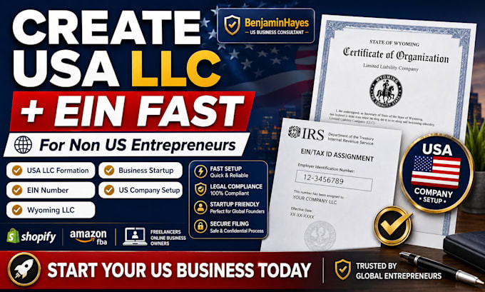 create USA llc with ein for non US entrepreneurs fast setup