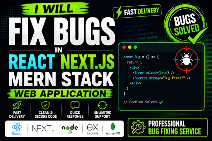 fix bugs in react nextjs mern stack web application