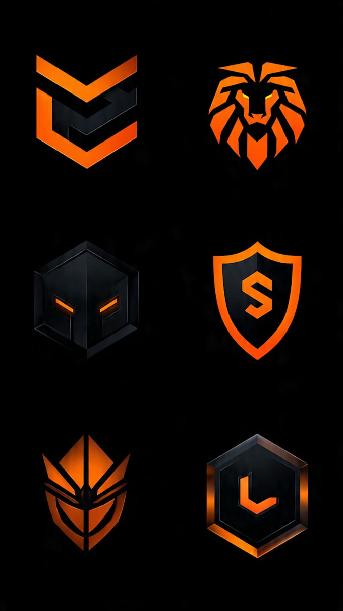 create premium black and orange mascot logo for brand