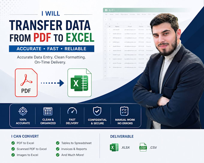 transfer data from PDF to excel accurately and fast
