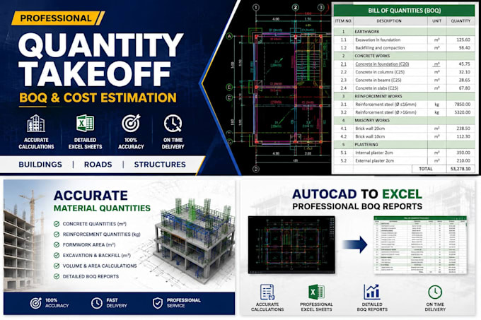 do quantity takeoff and boq from autocad drawings