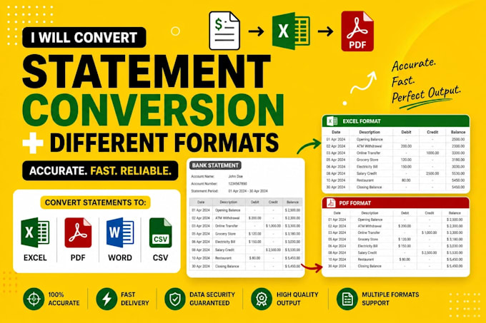 convert PDF bank statement to excel sheet