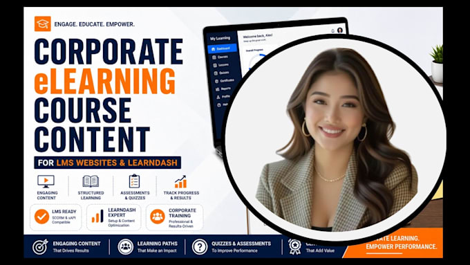 design your corporate elearning course content,  for lms website with learndash