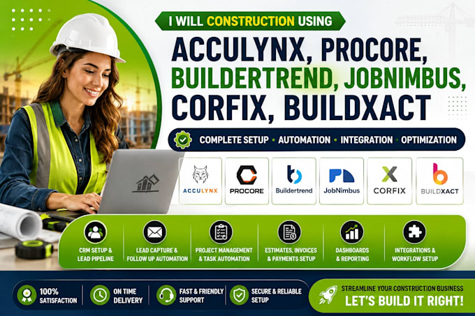 construction using acculynx, procore, buildertrend, jobnimbus, corfix, buildxact
