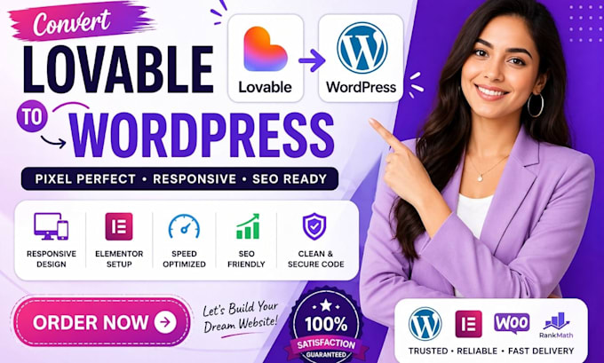 convert lovable ai to wordpress elementor responsive SEO site