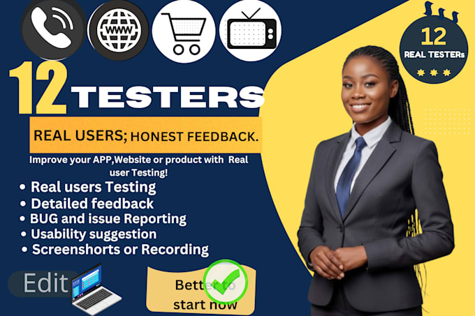 provide 12 real testers for your website or app