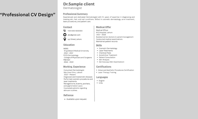 design ats friendly and modern professional CV