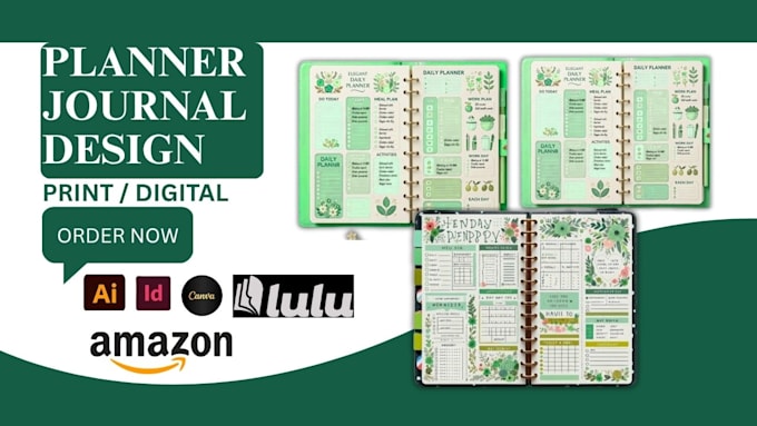 design digital planner journal, journal tracker printable journal, canva journal