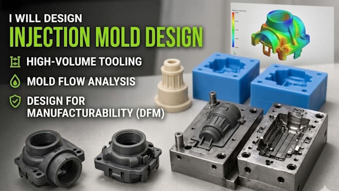 create injection molding design for manufacturable plastic, silicone product