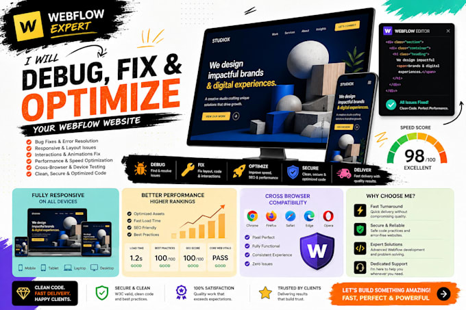 fix and debug your webflow website issues
