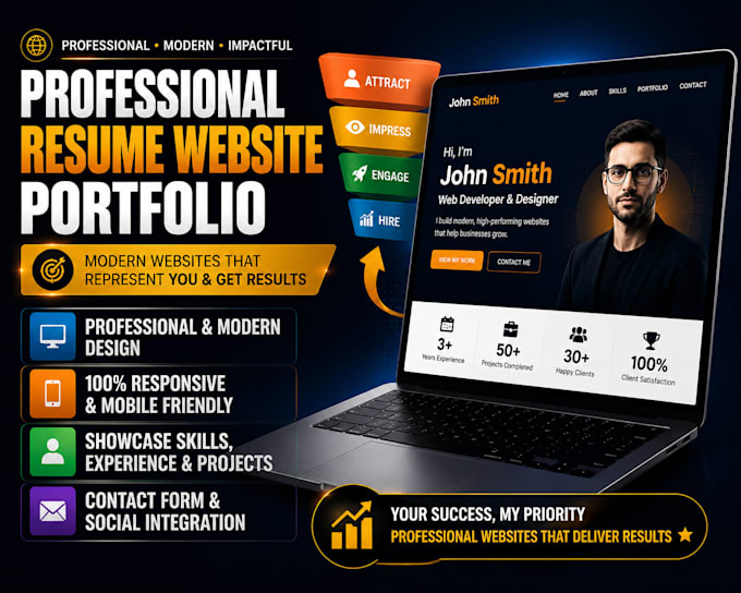 resume website, portfolio website, CV website, personal website, wordpress