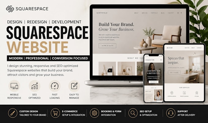 build squarespace website design squarespace website development redesign seo