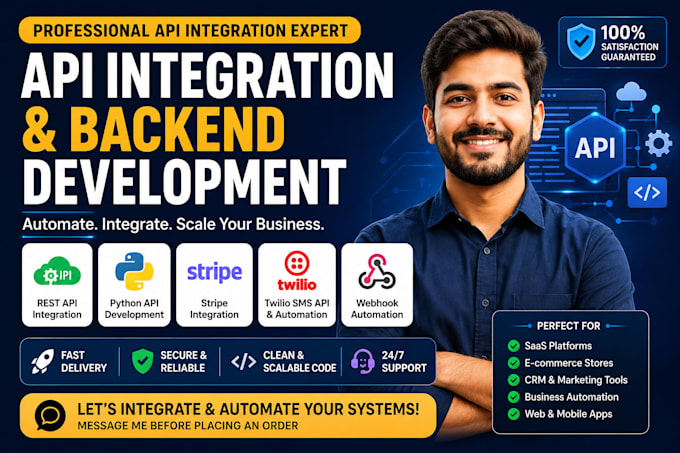 do API integration rest API python stripe twilio SMS webhook automation backend