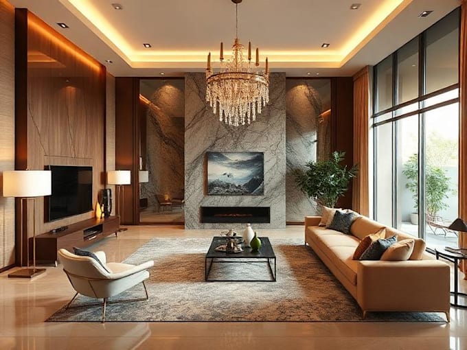 modern, luxurious living room interior design