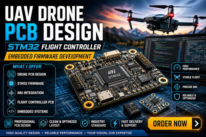 do uav drone pcb with stm32 imu sensor flight controller and embedded firmware
