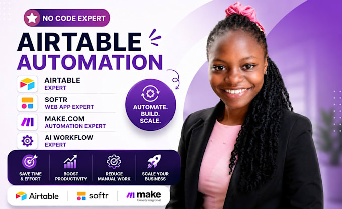 do airtable database, airtable automation, airtable softr webapp expert make com