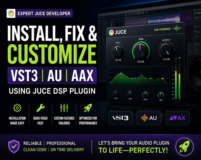 develop install fix custom vst3 audio plugin au aax using juce dsp vst plugin