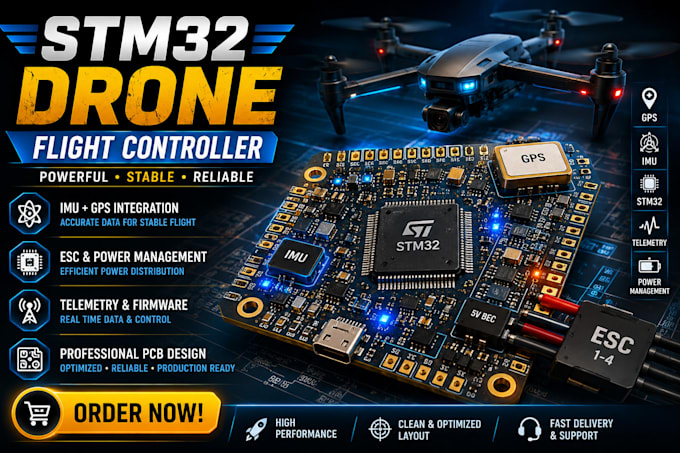 do stm32 drone flight controller with imu gps esc power management and telemetry