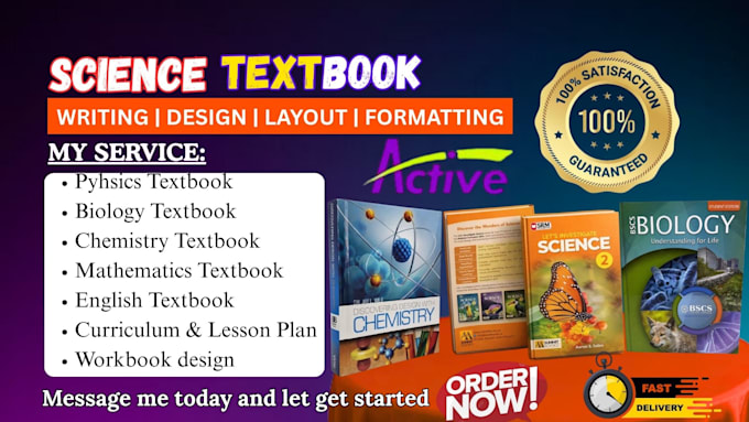 write and design science textbook, biology, chemistry, study guide and workbook