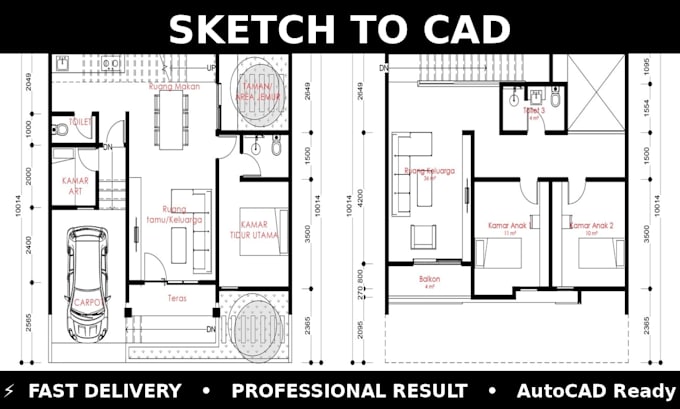 redraw architectural floor plan from sketch, pdf or image