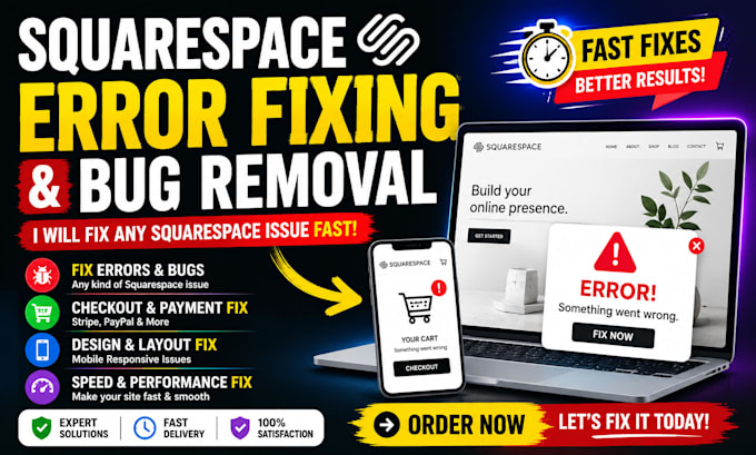 fix and set up your squarespace ecommerce store, checkout, stripe and paypal