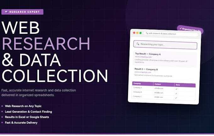 do fast and accurate web research, lead generation and data collection