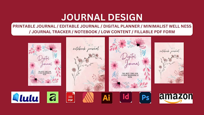 design digital planner journal, printable journal, editable journal planner, kdp