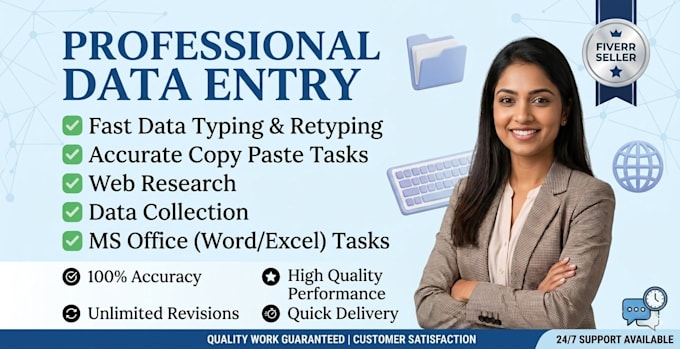 be your virtual assistant for data entry and typing