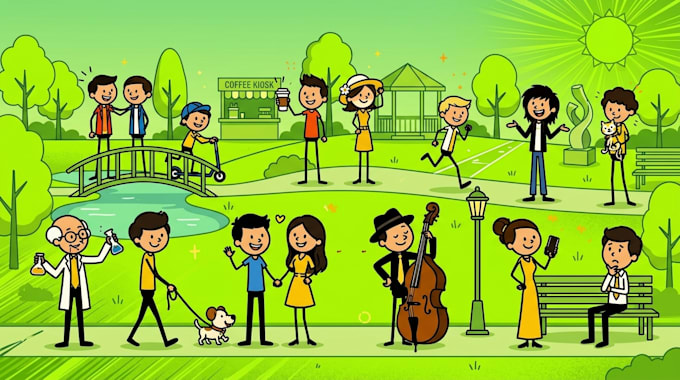 draw unique, stick figure and stickman illustrations for presentations
