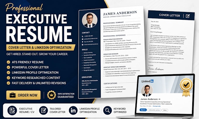 create professional executive resume cv write cover letter optimize linkedin