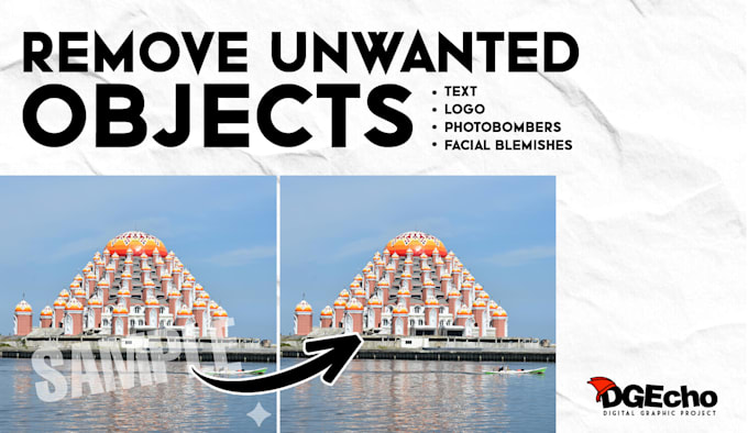 remove unwanted objects and add watermark, logo, or text